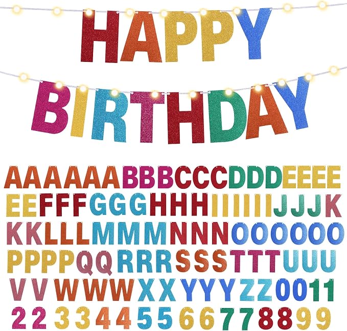 TaoBary 112 Pcs DIY Letter Kit Glitter Customizable Banner Letters Include 107 by TaoBary