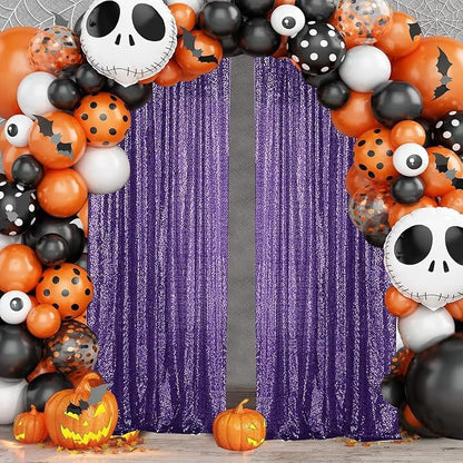 Sugargirl Purple Sequin Backdrop Curtain 6 Panels 2FTx8FT Glitter Purple - Image 3