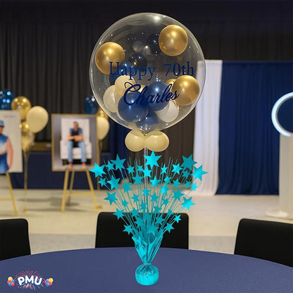 PMU 6 Pack Bursting Star Metallic Foil Spray Centerpiece-Baby Blue Prismatic - Image 3
