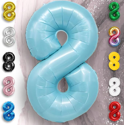 Candy Blue Number Balloon 8 Mylar Foil Balloons 16 inch - Image 4