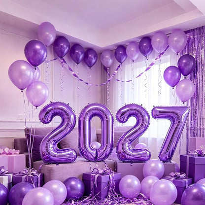 10 Pcs Number Balloons 32 Inch Purple 0-9 Number Mylar Foil Balloons Purple - Image 5