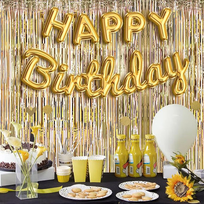 10 Pack Champagne Gold Foil Curtain Backdrop 3.2ft x 9.8ft Metallic Tinsel Foil - Image 6