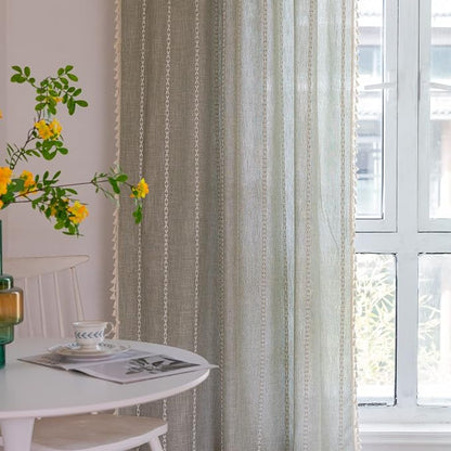Boho Embroidered Linen Curtains - Image 5