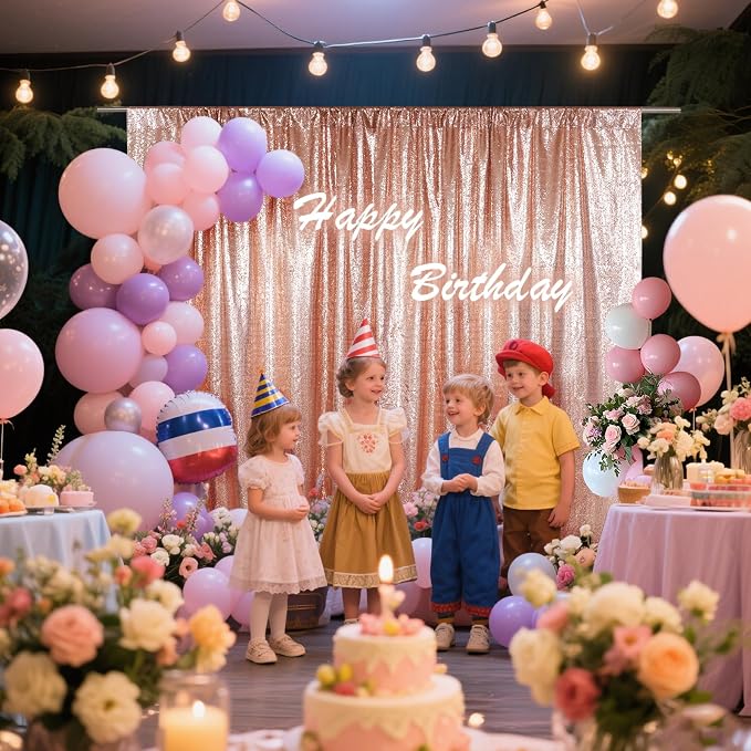 SquarePie 8x8ft Rose Gold Sequin Backdrop, High Density Non-Transparent Glitter - Image 4
