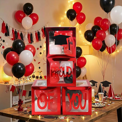 Graduation Decorations 2026, PROUD OF YOU, Class of 2026 130pcs Red and Black - Image 6