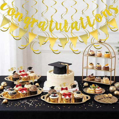 Pre-strung Glitter Congratulations Banner Sign Triangle Flag Banner Hanging - Image 6
