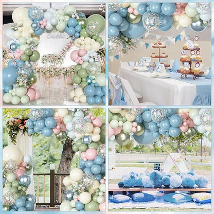 Ouddy Party Pink Dusty Blue Green Balloons Garland Arch Kit 18 12 10 5 Inch | - Image 7