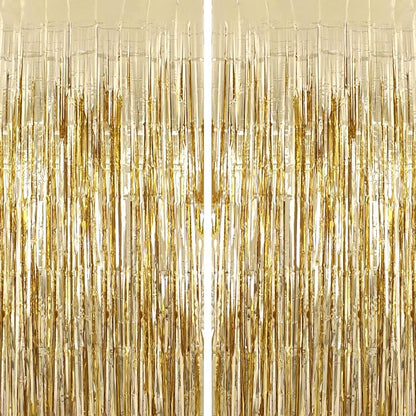 2 Pack Fringe Curtains Foil Shiny Fringe Backdrop Tinsel Door Streamers Foil by TOTAFAM