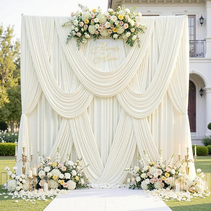 20ft x 12ft Wrinkle Free Ivory Backdrop Curtains - Image 2