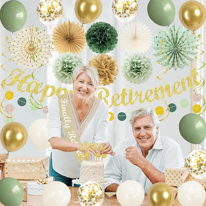 Vlipoeasn Green Gold Retirement Decorations - Image 8