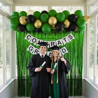 Matte Green Foil Fringe Curtain Backdrop Party Decorations 2PCS | 6.6×3.3 ft - Image 9