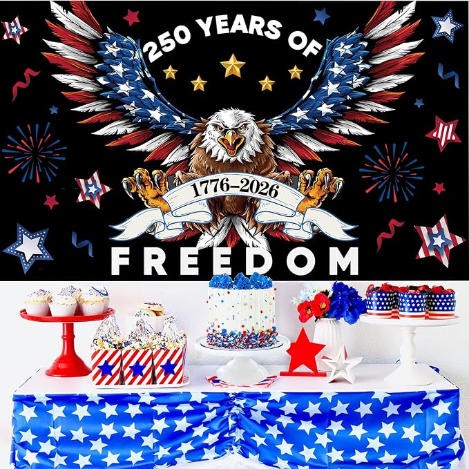 Red Blue 250 Years America Backdrop Banner Photography Background - Image 3
