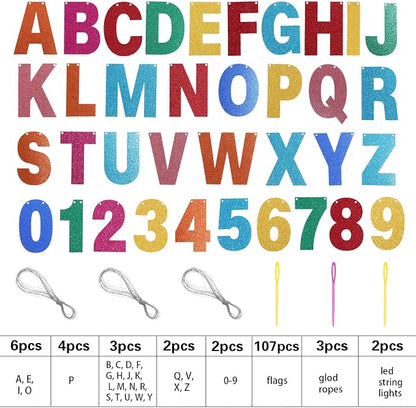 TaoBary 112 Pcs DIY Letter Kit Glitter Customizable Banner Letters Include 107 - Image 4