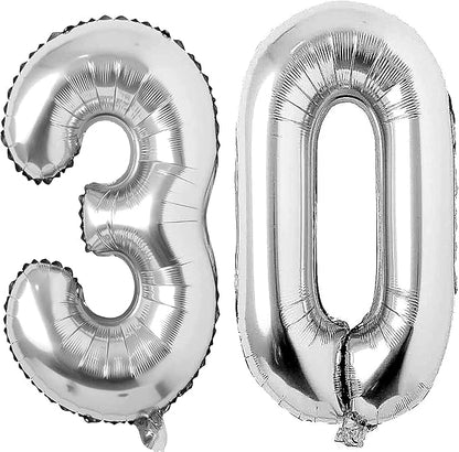 Silver 30 Number Balloons Big Giant Jumbo Large Number 30 Foil Mylar Balloons by COLORFULELVES