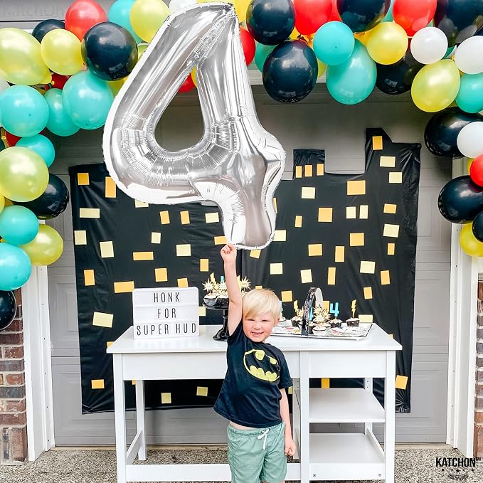 KatchOn Silver Number 4 Balloons 40 Inch, 4 Birthday Decorations | Silver 4 - Image 8