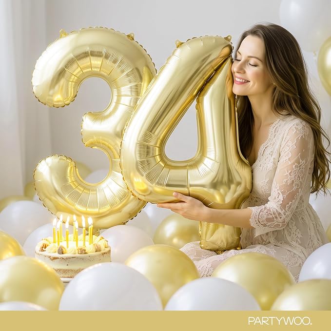 PartyWoo Number Balloons 40 Inch Gold Number 40 Kit 33pcs - Image 8