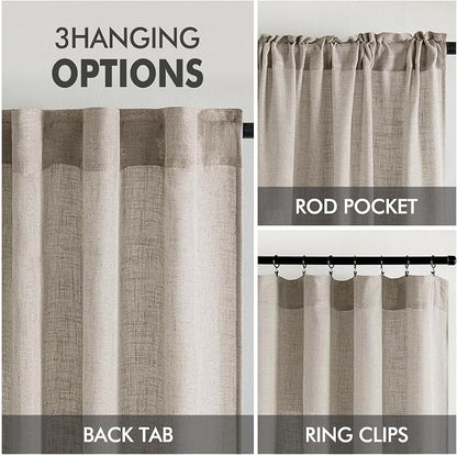 MIULEE Burlywood Birch Linen Curtains 52x84 Inch Long 2 Panels - Image 3