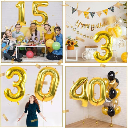 40 inch Gold Number Balloon Giant Foil Helium Balloons Gold Number 3 Balloon - Image 4