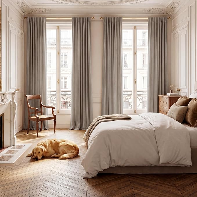 Camel Beige Velvet Curtains for French Door Decor, Light Blocking, Heat - Image 8