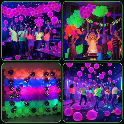 100 Pcs UV Neon Pink Balloons 12 inch Neon Party Supplies, Glow in the Dark - Image 5
