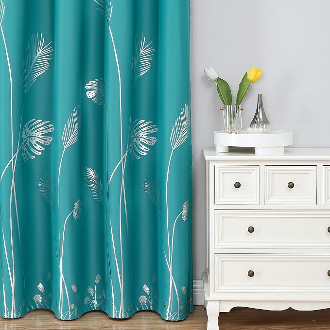 Teal Blackout Curtains for Living Room, Grommet Curtains - Image 2