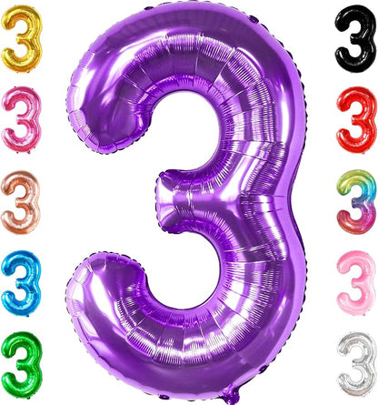 KatchOn Purple Number 3 Balloon 40 Inch | Mylar Foil Balloon by KatchOn