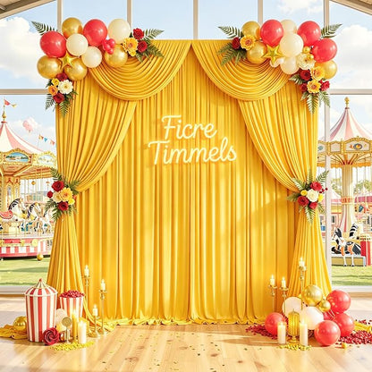 40 ft x 10 ft Wrinkle Free Yellow Backdrop Curtain - Image 3