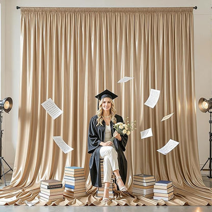 10x10ft Champagne Gold Glitter Backdrop Curtain - Image 2