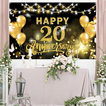 WeBenison Happy 20th Anniversary Backdrop 20th Wedding Anniversary Photography - Image 7