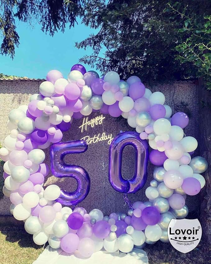 Purple 50 Number Balloons, 40 Inch Giant Number 50 Balloons Foil Mylar Helium - Image 3
