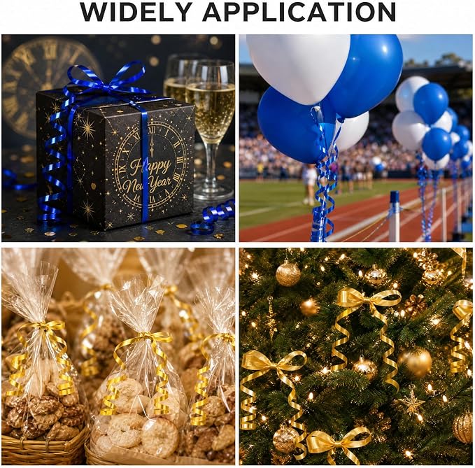 TONIFUL 500 Yards Shiny Gold and Blue Curling Ribbon Balloon String | Balloon - Image 5