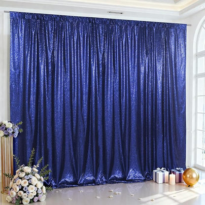 SquarePie 10x10ft Navy Blue Sequin Backdrop, High Density Non-Transparent by SquarePie