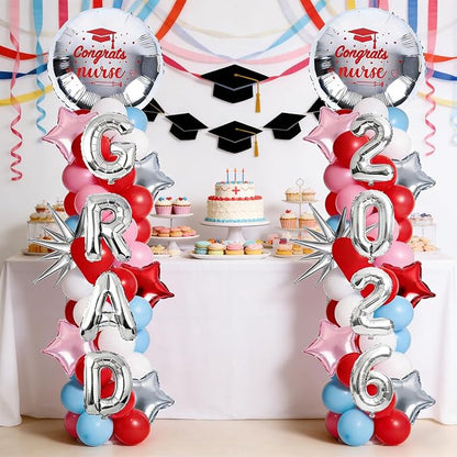 2 Set Adjustable Nurse Graduation Balloon Column Stand Kit Class of 2026 - Image 7