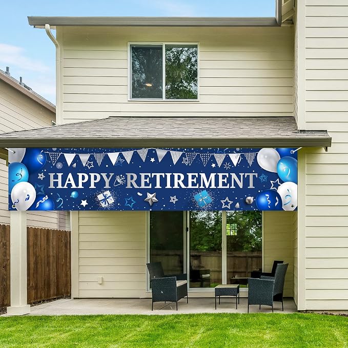 Blulu 2026 Retirement Banner Sign Horizontal Large Fabric Retirement Yard Sign - Image 6
