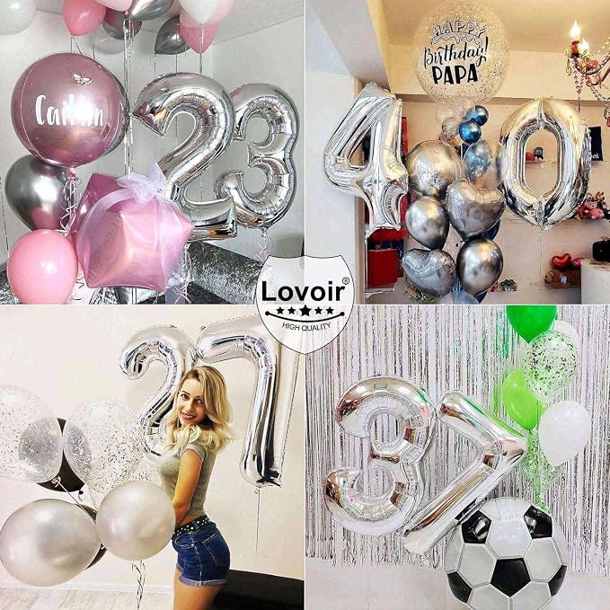 Silver 45 Number Balloons, 40 Inch Giant Number 45 Balloons Foil Mylar Helium - Image 7