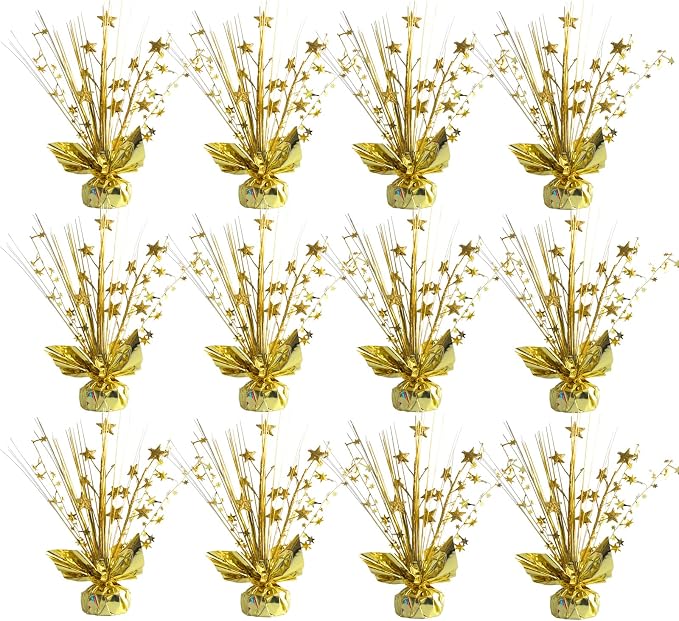 12 Pack Metallic Gold Foil Spray Centerpieces Stars Brust Table Centerpieces by Egolot