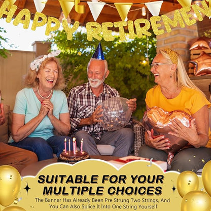 Fulmoon Pre Strung Happy Retirement Banner Glitter Retirement Sign Funny - Image 5