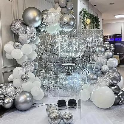 White and Silver Balloons, Metallic Silver and White Balloons Pearl White - Image 5