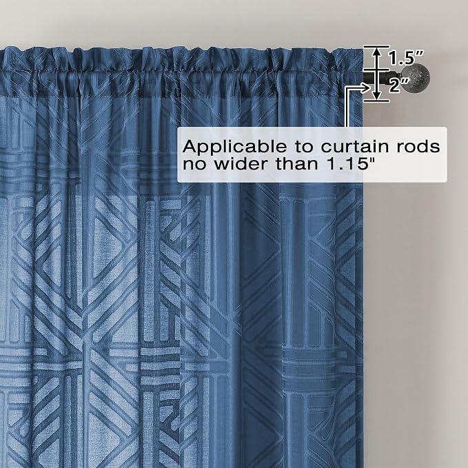 Simplebrand Sheer Dusty Blue Kitchen Curtains 24 Inch Length Tier Curtains 2 - Image 5