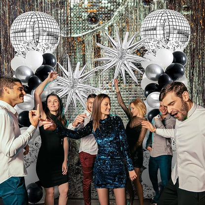 2 Sets Disco Balloon Column Stand Kits Adjustable Black and Silver Balloons - Image 6