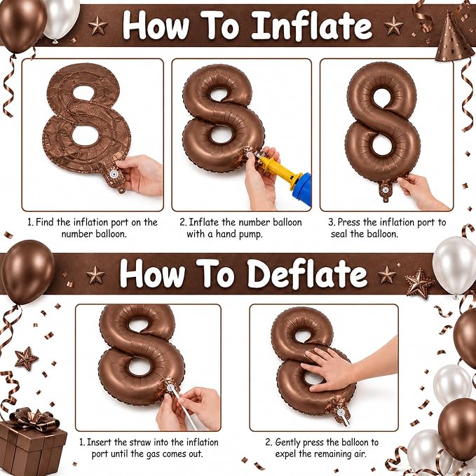 40 Inch Dark Brown Numbers 9 Balloons, Large Self Inflating Chocolate Brown - Image 6