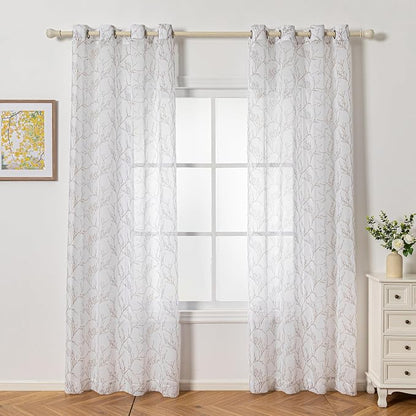 MYSKY HOME Brown Sheer Curtains 84 inches Long - Image 7