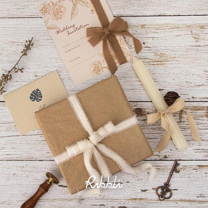 Ribbli 3 Rolls Beige Ribbon 5/8 Inch x 18Yards Ivory Nude Khaki Handmade Cotton - Image 2