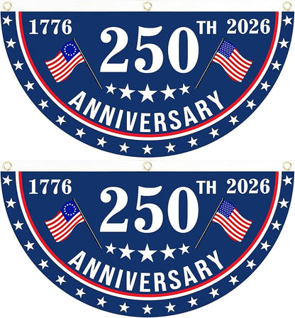 2PCS USA Anniversary 250th Flag, 1.5X3 FT Anniversary Fan Flags, Yard Signs by Unknown