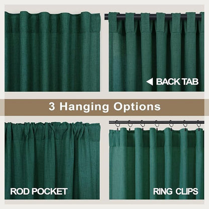 Pitalk Dark Green Curtains 63 Inch Length - Image 5