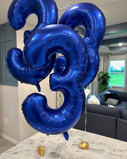 40 Inch Night Blue Number 1 Balloon, 1st Blue Birthday Party Decorations | 40 - Image 3
