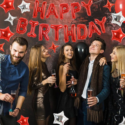 TONIFUL 35Pcs Red Birthday Decorations Kit 16 Inch Happy Birthday Balloon | 16 - Image 3