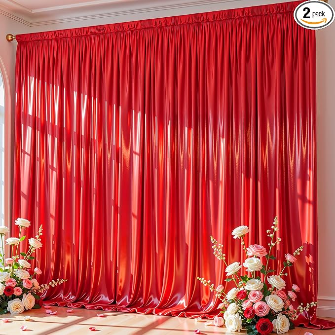 10x10 ft Red Glitter Backdrop Curtain by Partisky