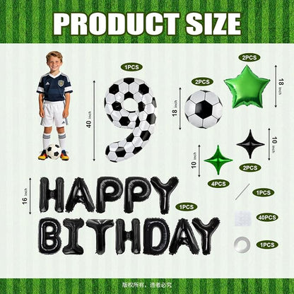 40 Inch Soccer Number 9 Balloon Set, Soccer Birthday Party Decorations | Sports - Image 2