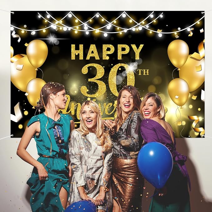 WeBenison Happy 30th Anniversary Backdrop 30th Wedding Anniversary Photography - Image 5
